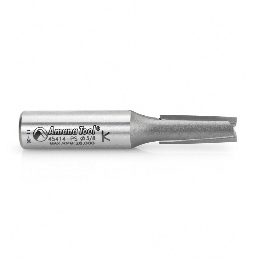 Amana Tool. Straight Plunge Router Bit | 2 Flute | 3⁄8 Dia x 1" x 1⁄2 Shank | 45414-PS 