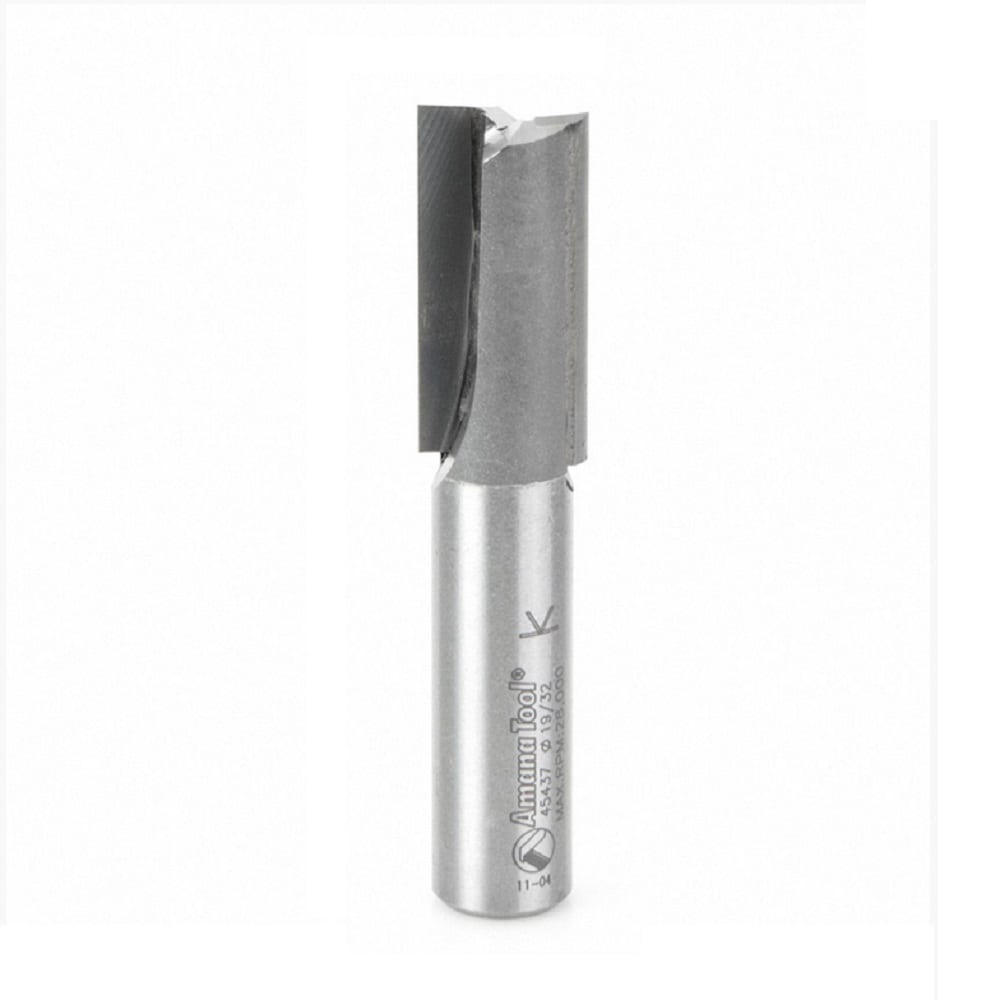 Amana Tool. Undersized Plywood Dado Straight Plunge Router Bit | 2 Flute | 19⁄32 Dia x 1 1⁄4 x 1⁄2 Shank for Plywood Thk 5⁄8 minus 1⁄32 | 45437 