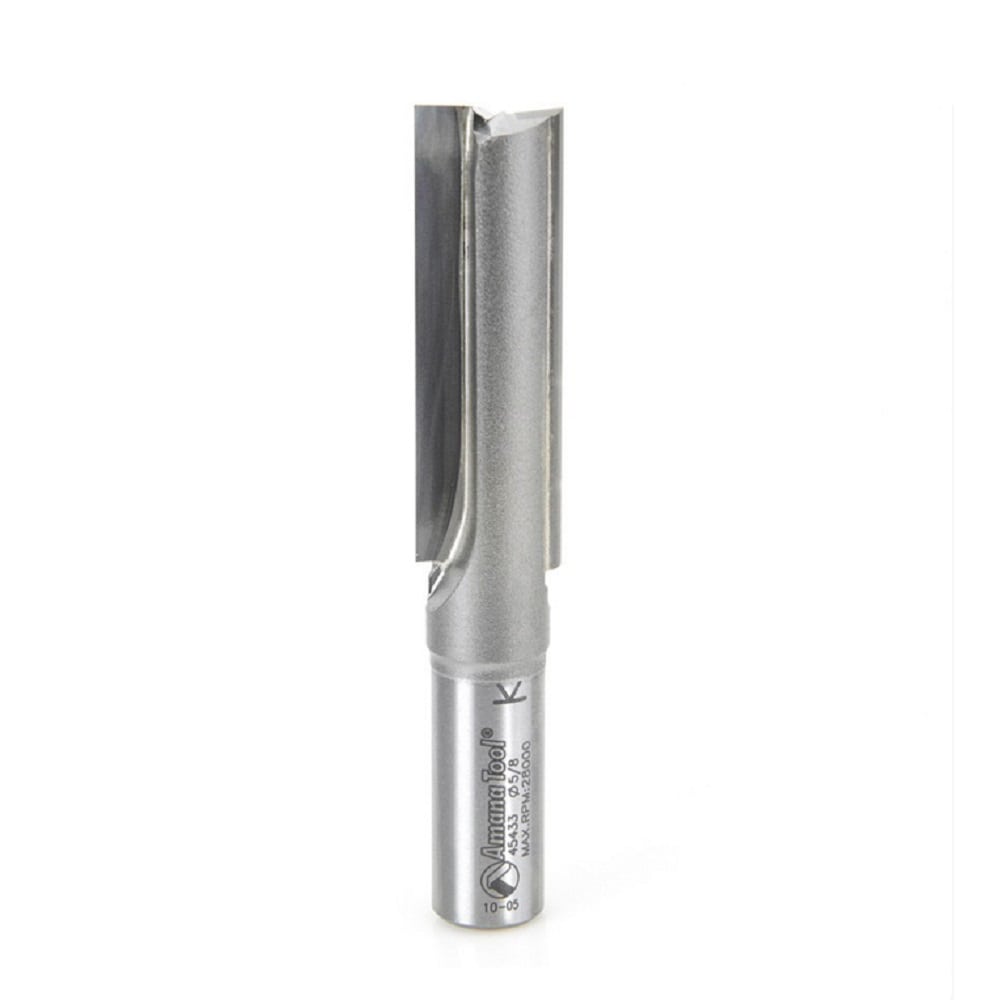 Amana Tool. Straight Plunge Router Bit | 2 Flute | 5⁄8 Dia x 2" x 1⁄2 Shank | 45433 