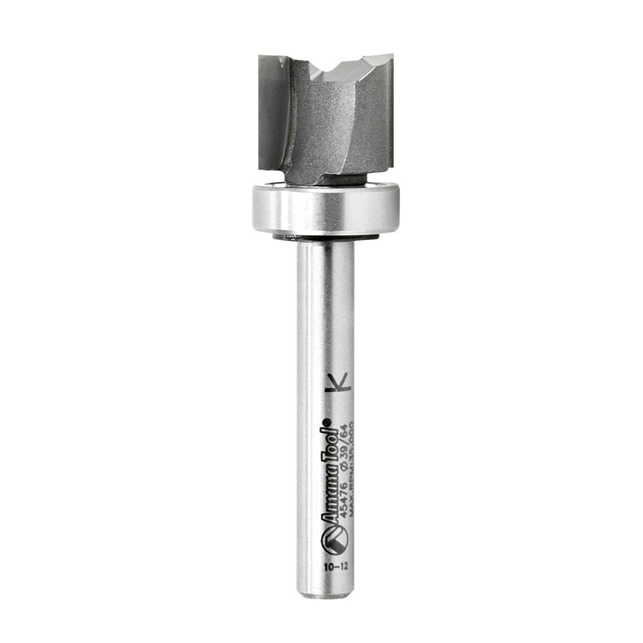 Amana Tool. Flush Trim Plunge Router Bit | .615 Dia x 1⁄2 x 3⁄8"Shank with Upper BB | 45476 