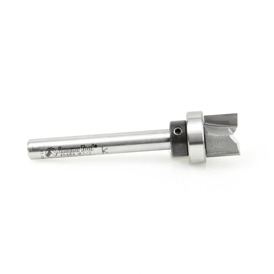 Amana Tool. Flush Trim Plunge Router Bit | 1⁄2 Dia x 3⁄8 x 1⁄4"Shank with Upper BB | 45484 