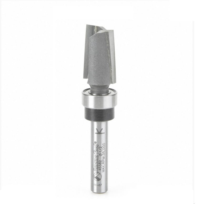 Amana Tool. Mortising Straight Plunge Router Bit | 2 Flute | Various Dia x 3⁄4 x 1⁄4"Shank with Upper BB | 45582 