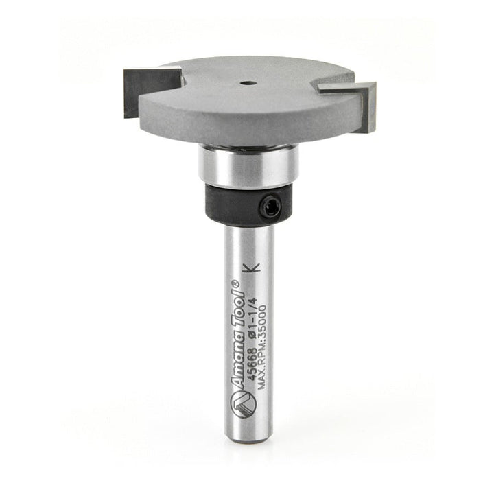 Amana Tool. Straight Dedicated Cutter Router Bit | 1 1⁄4 Dia x 1⁄4 x 1⁄4" Shank | 45668 