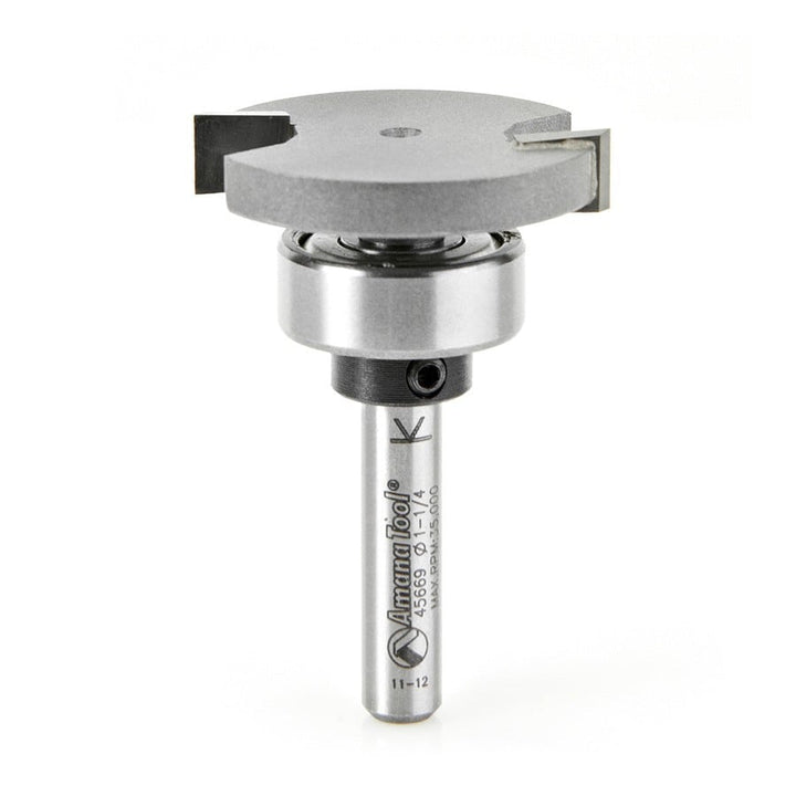 Amana Tool. Straight Dedicated Cutter Router Bit | 1 1⁄4 Dia x 1⁄4 x 1⁄4" Shank | 45669 