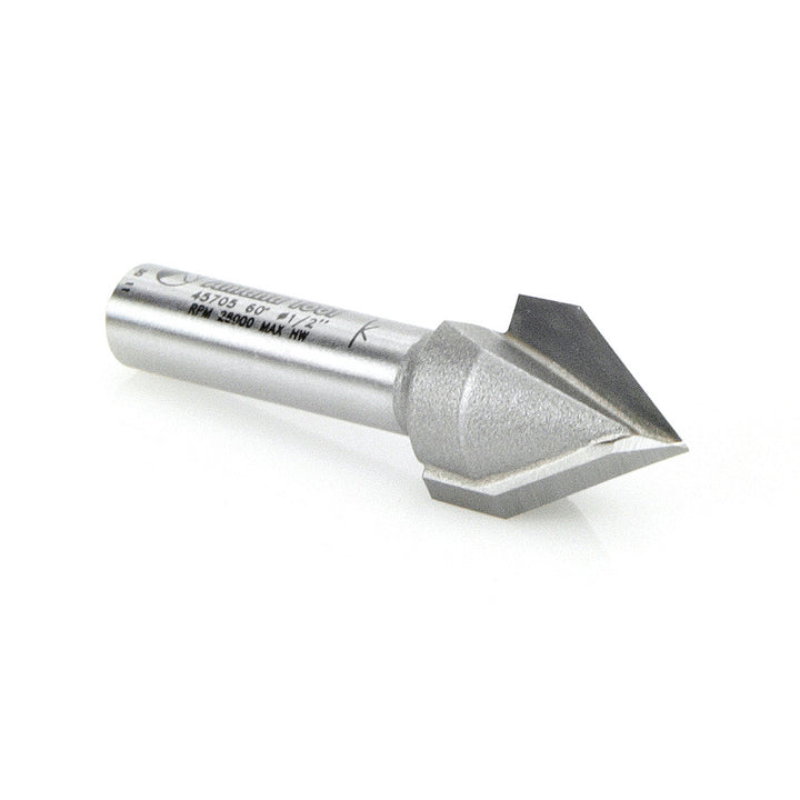 Amana Tool. V Groove Router Bit | 60°x 1⁄2 Dia x 5⁄8 x 1⁄4" Shank | 45705 