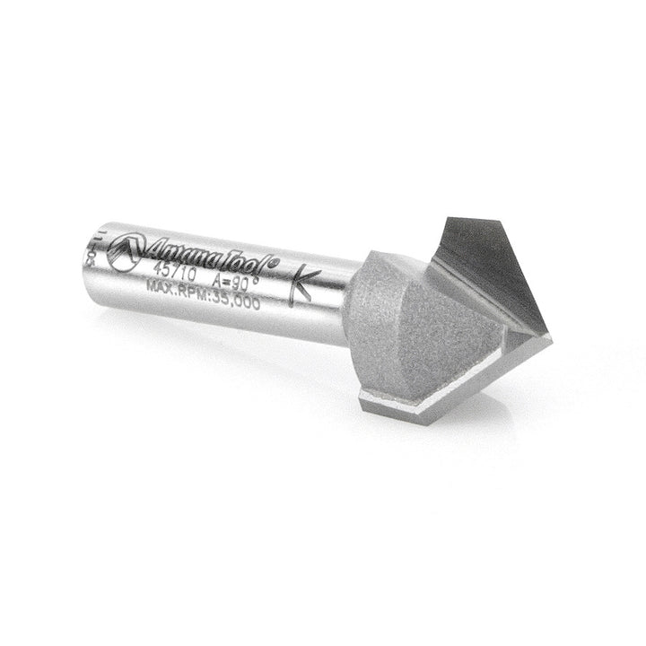 Amana Tool. V Groove Router Bit | 90°x 5⁄8 Dia x 1⁄2 x 1⁄4" Shank | 45710 