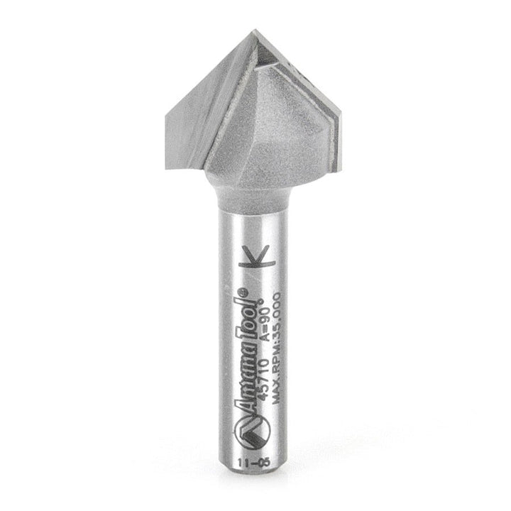 Amana Tool. V Groove Router Bit | 90°x 5⁄8 Dia x 1⁄2 x 1⁄4" Shank | 45710 