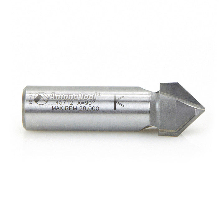 Amana Tool. V Groove Router Bit | 90°x 5⁄8 Dia x 1⁄2 x 1⁄2" Shank | 45712 