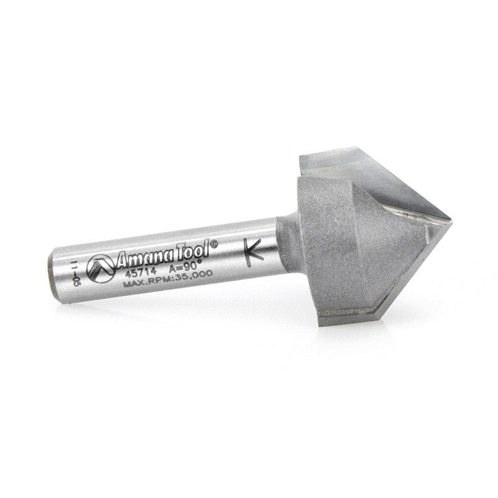 Amana Tool. V Groove Router Bit | 90°x 3⁄4 Dia x 5⁄8 x 1⁄4" Shank | 45714 