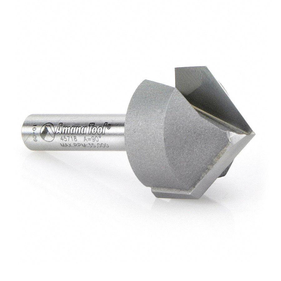 Amana Tool. V Groove Router Bit | 90°x 7⁄8 Dia x 5⁄8 x 1⁄4" Shank | 45718 