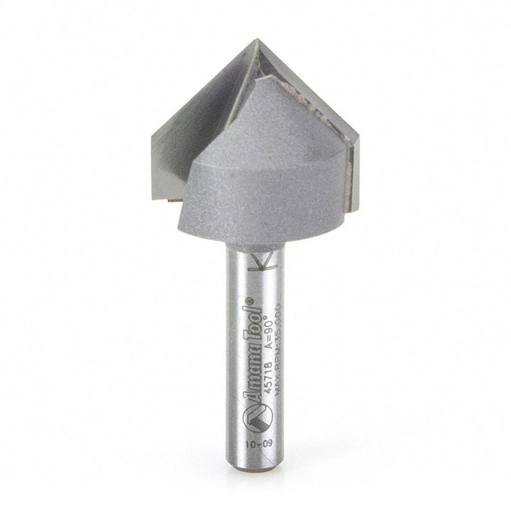 Amana Tool. V Groove Router Bit | 90°x 7⁄8 Dia x 5⁄8 x 1⁄4" Shank | 45718 