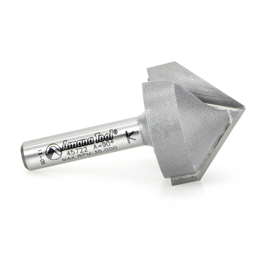 Amana Tool. V Groove Router Bit | 90°x 1" Dia x 5⁄8 x 1⁄4 Shank | 45722 