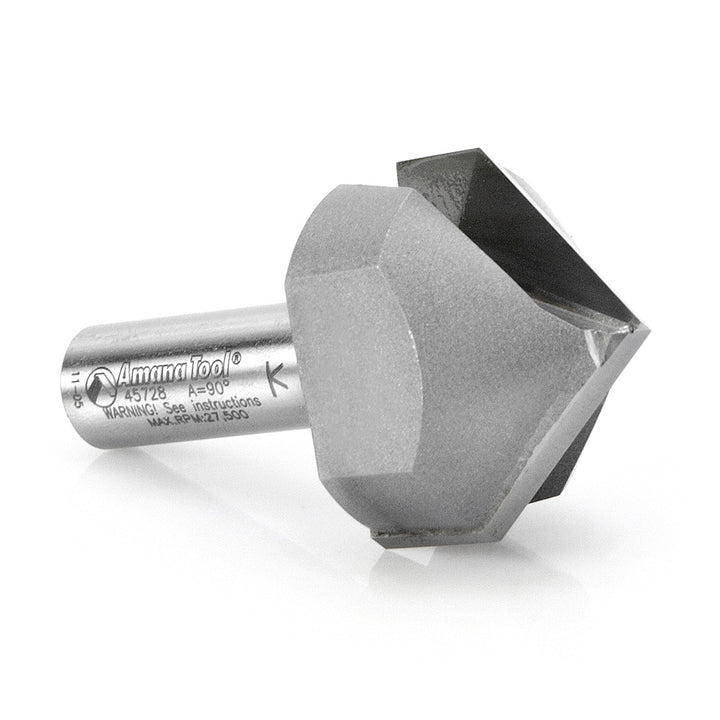 Amana Tool. V Groove Router Bit | 90°x 1 1⁄2 Dia x 1" x 1⁄2 Shank | 45728