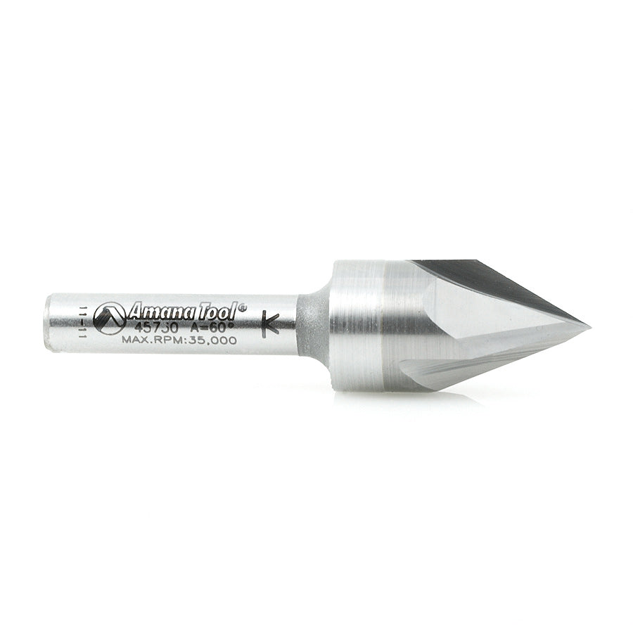 Amana Tool. Signmaking & Lettering Router Bit | 60°x 9⁄16 Dia x 7⁄16 x 1⁄4" Shank | 45730 