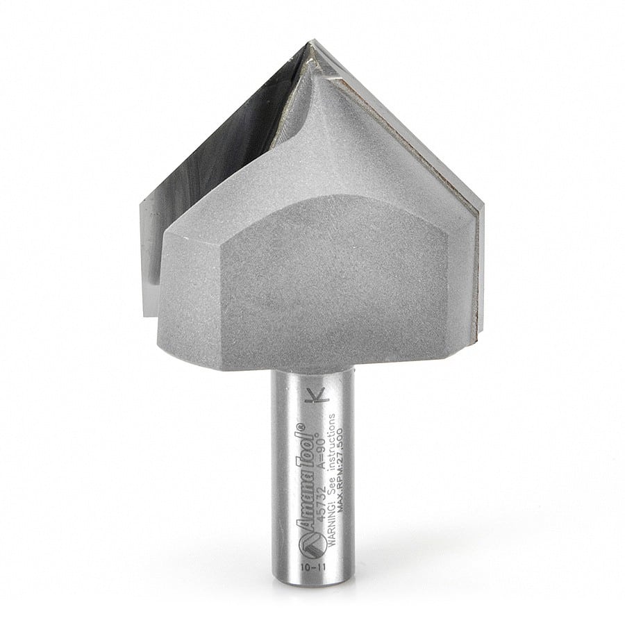 Amana Tool. V Groove Router Bit | 90°x 2" Dia x 1 3⁄4 x 1⁄2 Shank | 45732 