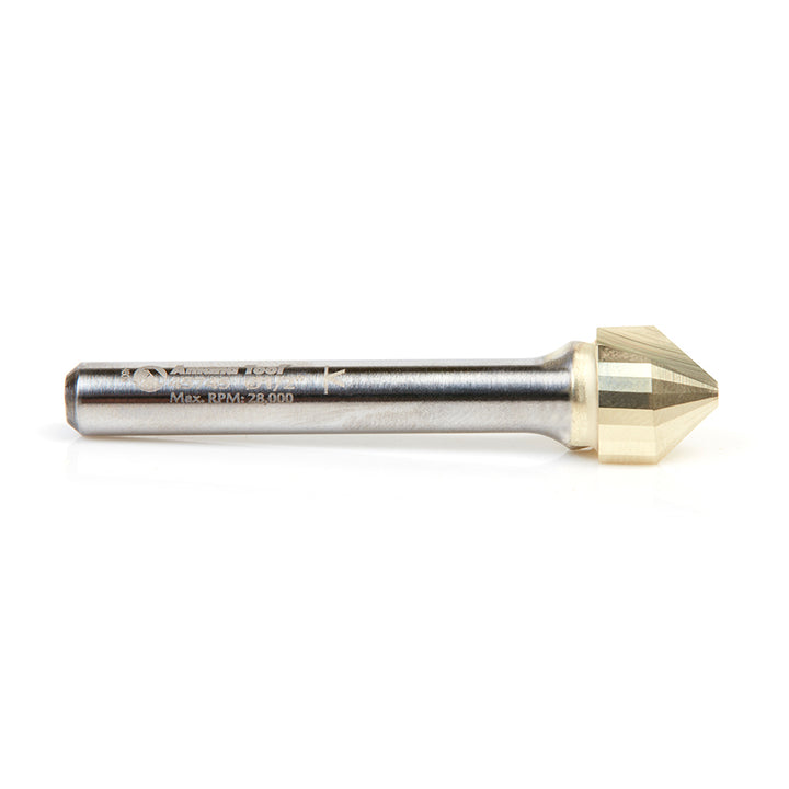 Amana Tool. Double Edge Folding V-Groove (ACM) Router Bit | 90°x 0.090 Tip x 1⁄2 Dia x 3⁄8 x 1⁄4" Shank | 45745 