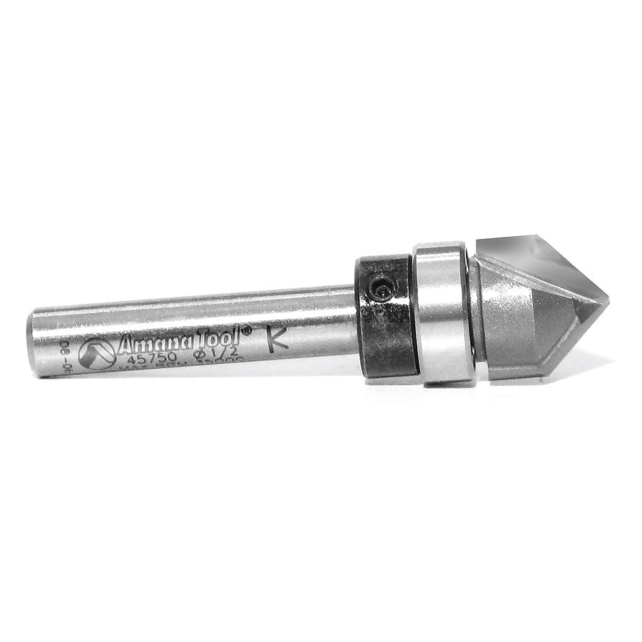 Amana Tool. V Groove Router Bit | 90°x 1⁄2 Dia x 1⁄2 x 1⁄4" Shank | 45750 