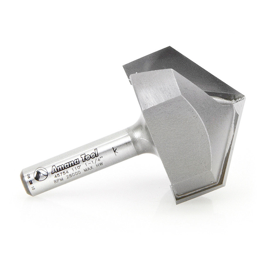 Amana Tool. V Groove Router Bit | 110°x 1 1⁄4 Dia x 47⁄64 x 1⁄4" Shank | 45754 