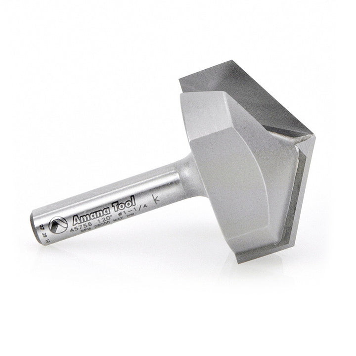 Amana Tool. V Groove Router Bit | 120°x 1 1⁄4 Dia x 21⁄32 x 1⁄4" Shank | 45756 