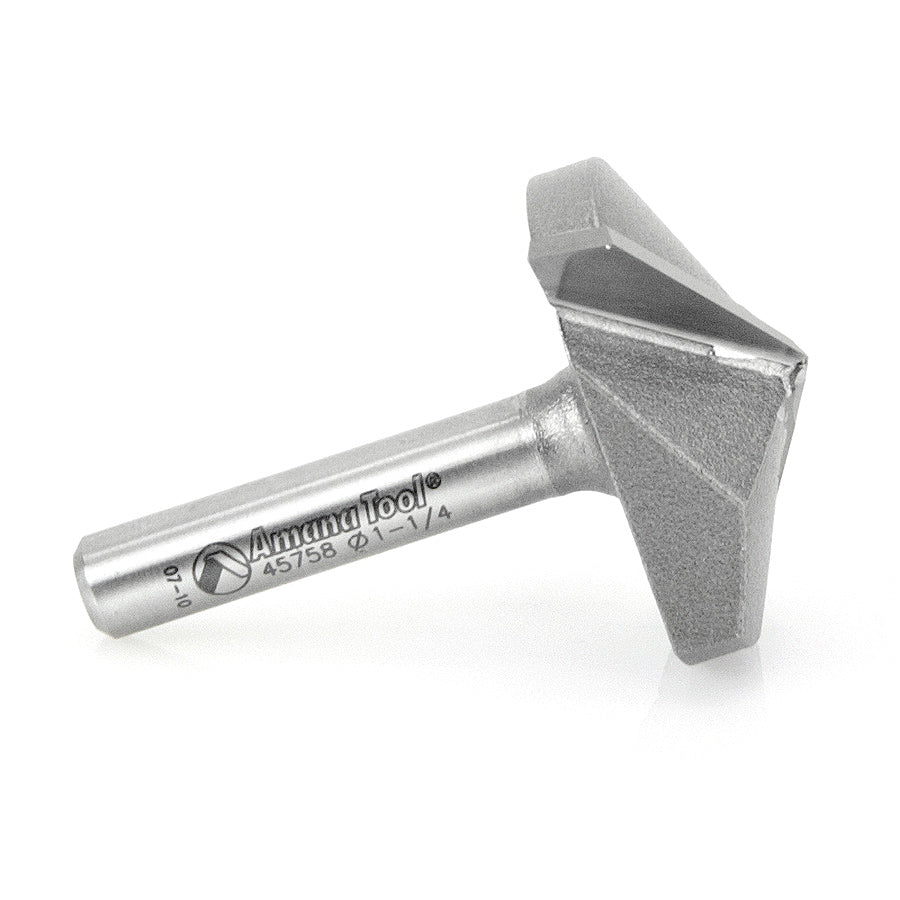 Amana Tool. V Groove Router Bit | 130°x 1 1⁄4 Dia x 31⁄64 x 1⁄4" Shank | 45758