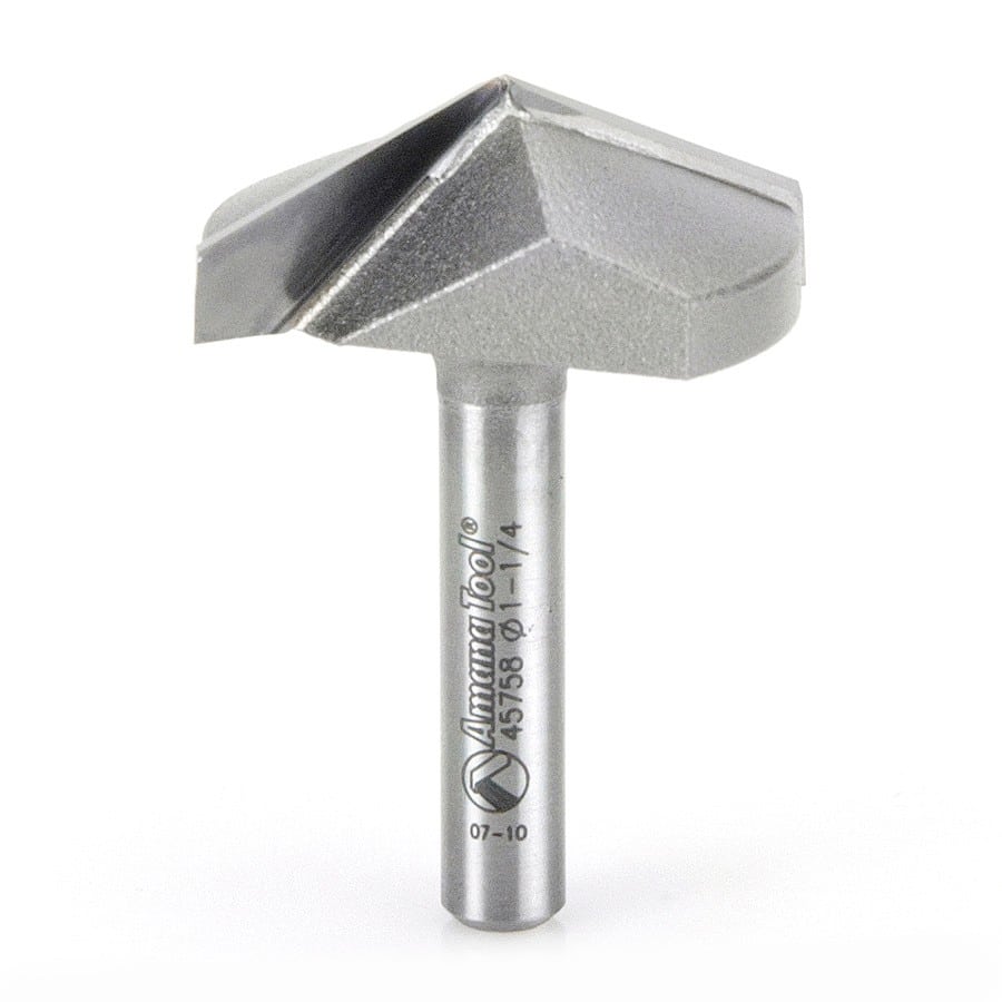 Amana Tool. V Groove Router Bit | 130°x 1 1⁄4 Dia x 31⁄64 x 1⁄4" Shank | 45758