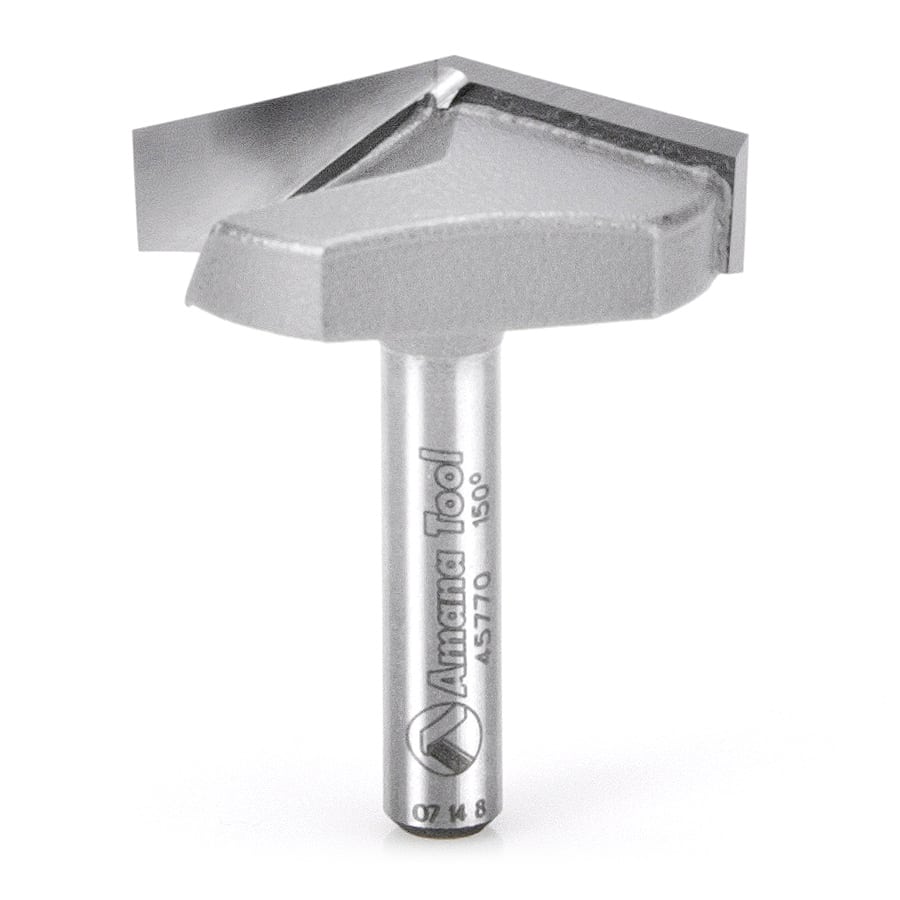 Amana Tool. V Groove Router Bit | 150°x 1 1⁄4 Dia x 7⁄16 x 1⁄4" Shank | 45770 