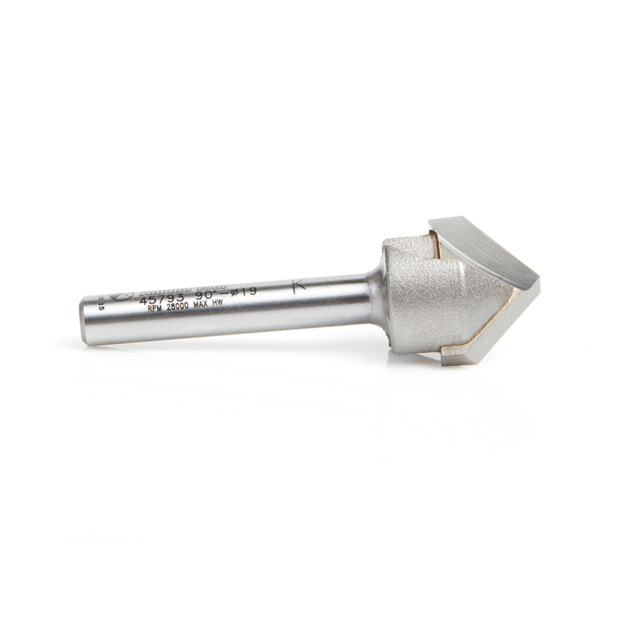 Amana Tool. Double Edge Folding 'V' Groove (ACM) Router Bit | 90°x 0.118 Tip x 3⁄4 Dia x 17⁄32 x 1⁄4" Shank | 45793 