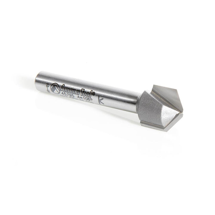 Amana Tool. Double Edge Folding 'V' Groove (ACM) Router Bit | 108°x 0.090 Tip x 3⁄8 x 1⁄2 Dia x 1⁄4" Shank | 45795 