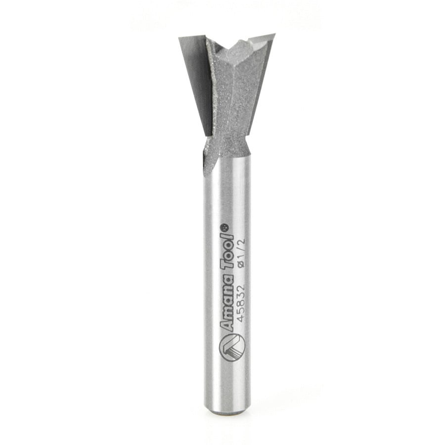 Amana Tool. Dovetail Router Bit | 14°x 1⁄2 Dia x 1⁄2 x 1⁄4" Shank | 45832