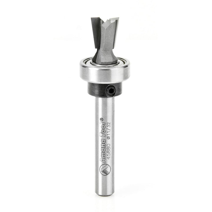 Amana Tool. Dovetail Router Bit | 7°x 11⁄32 Dia x 3⁄8 x 1⁄4" Shank with Upper BB | 45880 