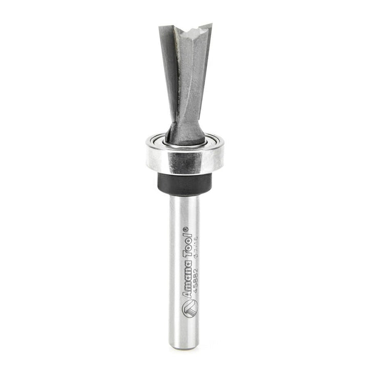 Amana Tool. Dovetail Router Bit | 7°x 7⁄16 Dia x 3⁄4 x 1⁄4" Shank with Upper BB | 45882 