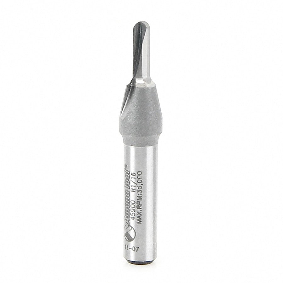 Amana Tool. Core Box Router Bit | 1⁄16 Radius x 1⁄8 Dia x 3⁄8 x 1⁄4"Shank | 45900 