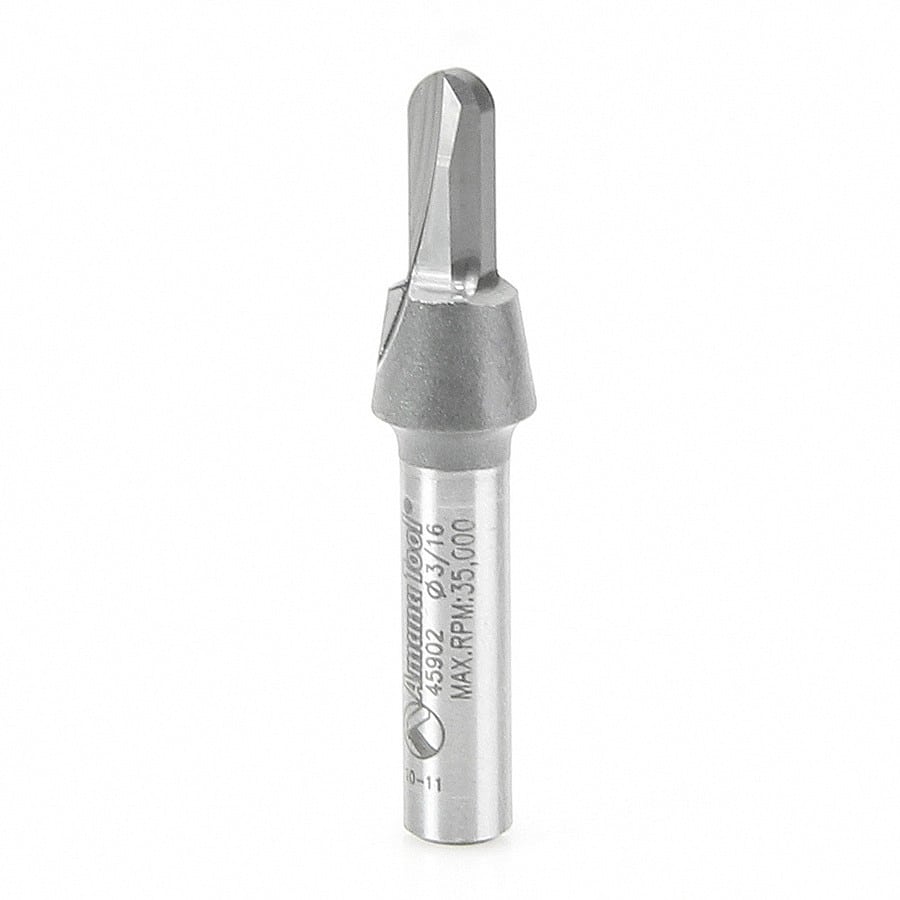 Amana Tool. Core Box Router Bit | 3⁄32 Radius x 3⁄16 Dia x 1⁄2 x 1⁄4"Shank | 45902 