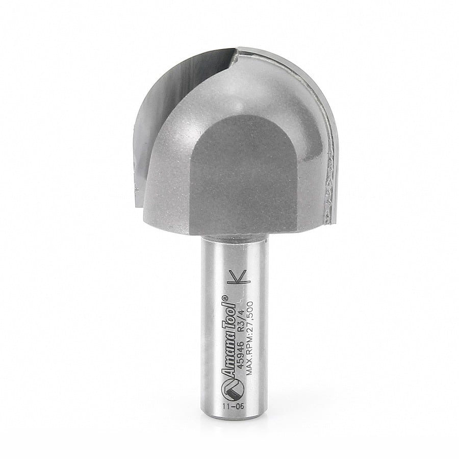 Amana Tool. Core Box Router Bit | 3⁄4 Radius x 1 1⁄2 Dia x 1 1⁄4 x 1⁄2"Shank | 45946 