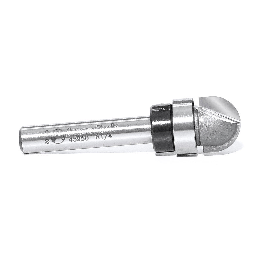 Amana Tool. Core Box Router Bit | 1⁄4 Radius x 1⁄2 Dia x 3⁄8 x 1⁄4"Shank with Upper BB | 45950 