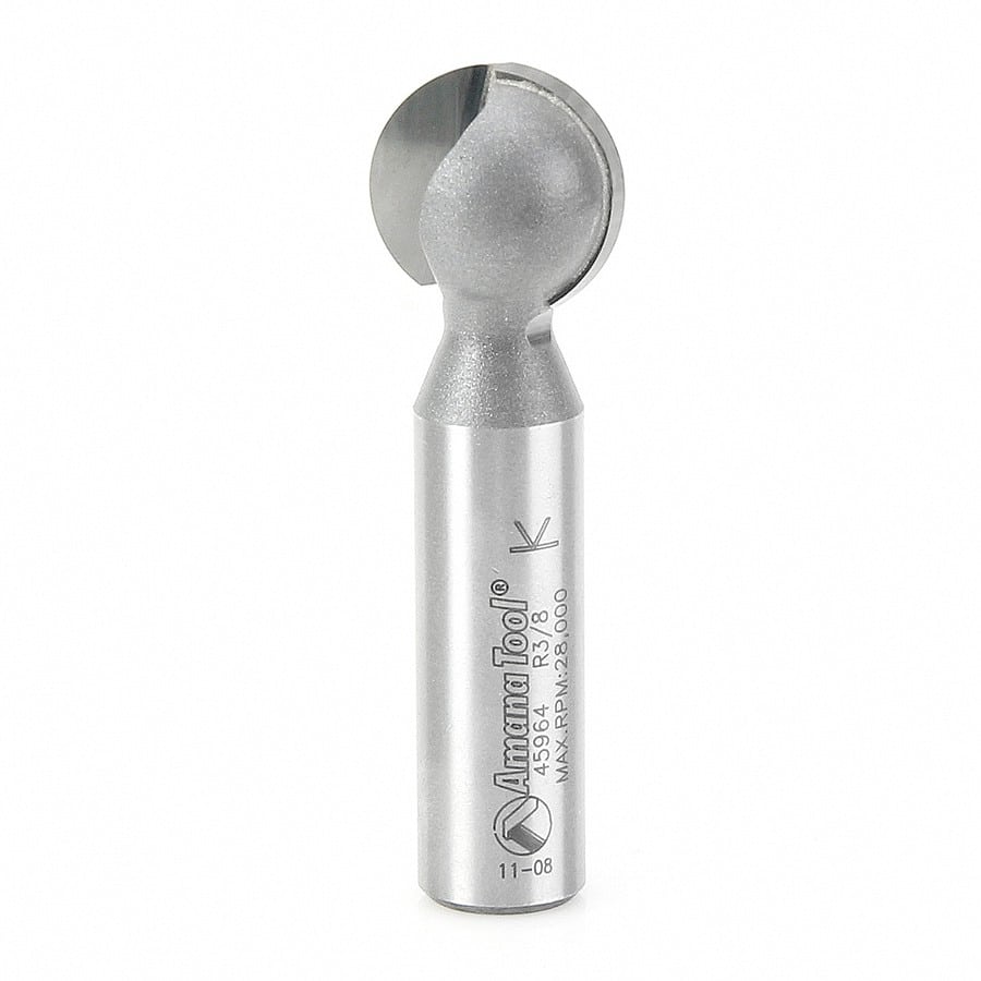 Amana Tool. Ball End Router Bit | 3⁄8 Radius x 11⁄16 Dia x 1⁄2 x 1⁄2"Shank | 45964 