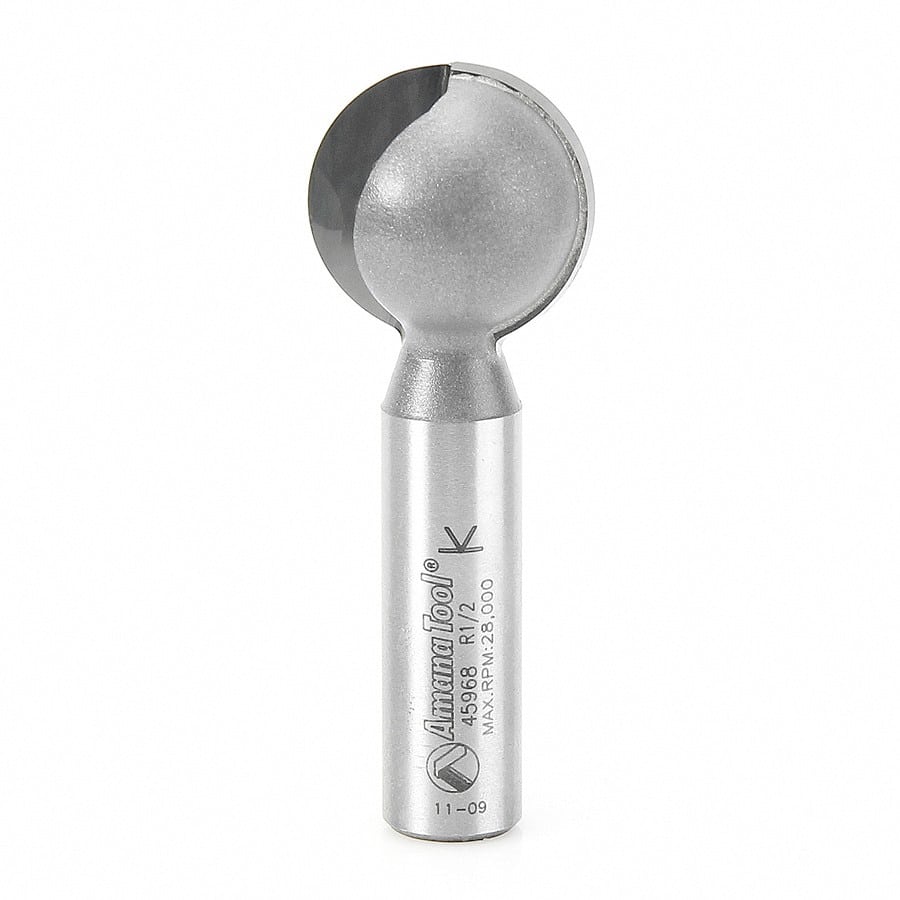 Amana Tool. Ball End Router Bit | 1⁄2 Radius x 15⁄16 Dia x 1⁄2 x 1⁄2"Shank | 45968 