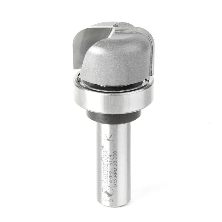 Amana Tool. Bowl & Tray Router Bit | 1⁄4 Radius x 1 1⁄8 Dia x 5⁄8 x 1⁄2"Shank with Upper BB | 45992 