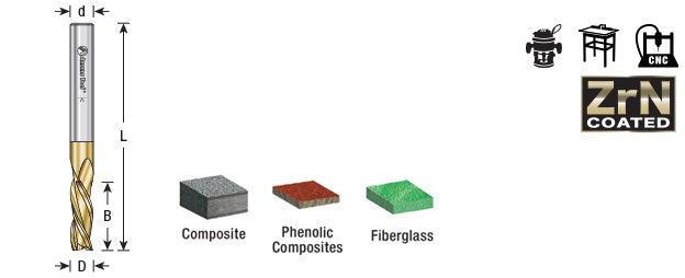 Amana Tool. Spiral Composite Down-Cut CNC Router Bit | 1⁄4 Dia x 3⁄4 x 1⁄4 Shank x 2 1⁄2" Long | 46097 