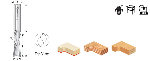 Amana Tool. Spiral Plunge Up-Cut CNC Router Bit | 1⁄2 Dia x 1 1⁄4 x 1⁄2" Shank | 46106 