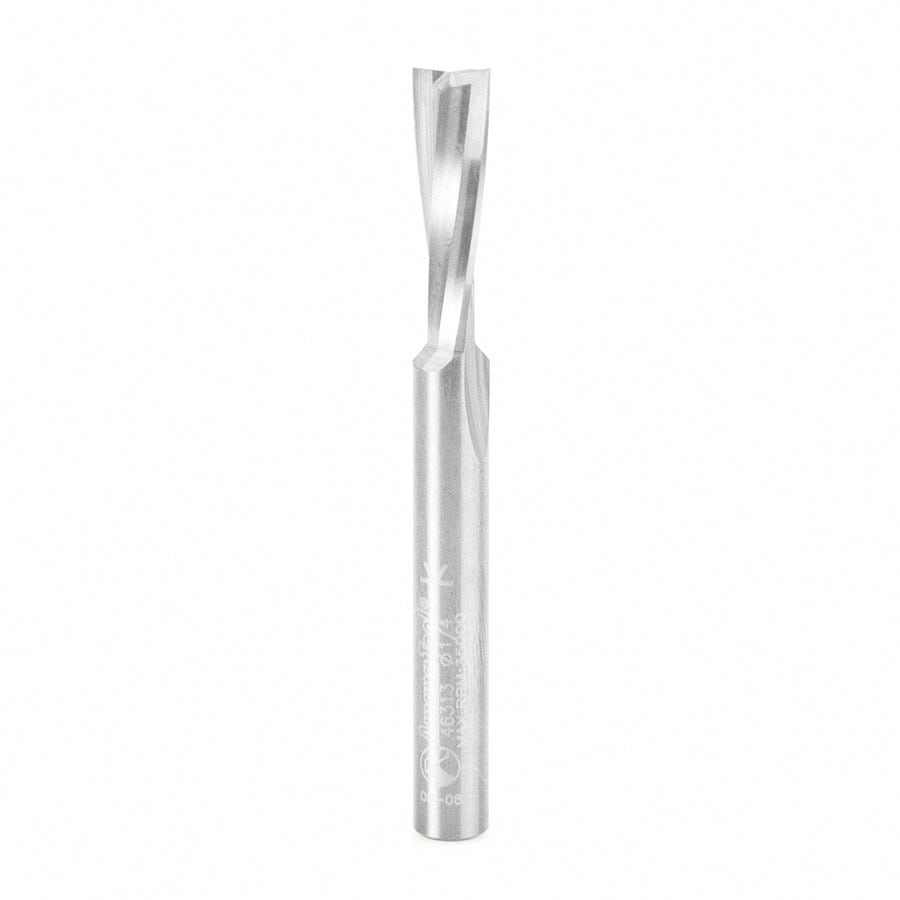 Amana Tool. Plastic Cutting Slow Spiral 'O' Flute Router Bit | 1⁄4 Dia x 3⁄4 x 1⁄4" Shank Up-Cut | 46313 