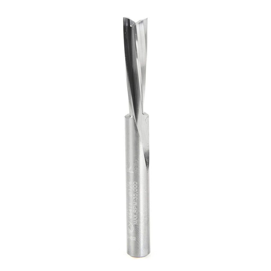 Amana Tool. Plastic Cutting Slow Spiral 'O' Flute Router Bit | 1⁄4 Dia x 1" x 1⁄4 Shank Down-Cut | 46411 