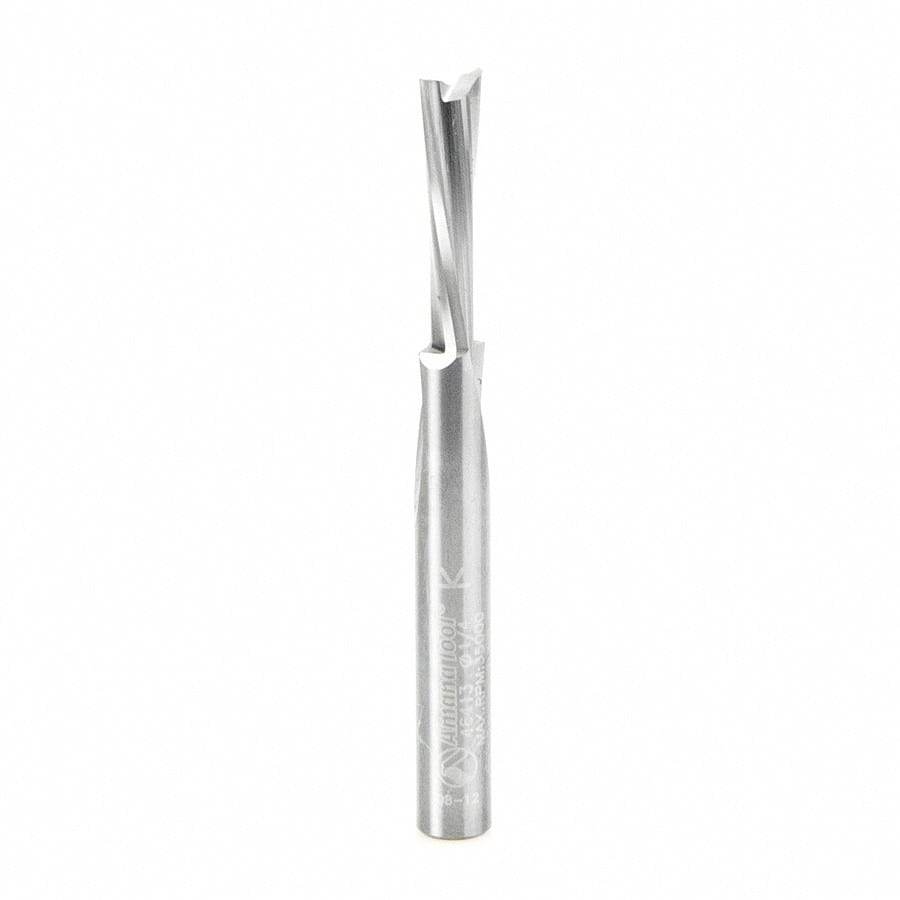 Amana Tool. Plastic Cutting Slow Spiral 'O' Flute Router Bit | 1⁄4 Dia x 3⁄4 x 1⁄4" Shank Down-Cut | 46413 