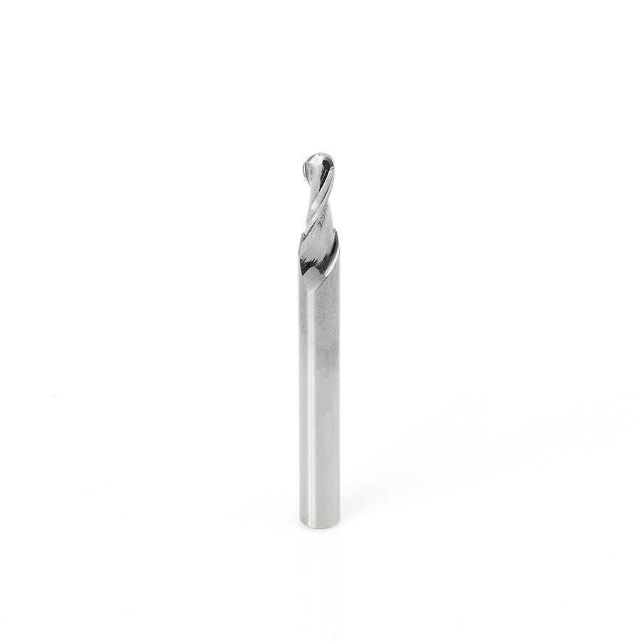 Amana Tool. Spiral Ball Nose CNC Router Bit | 3⁄32 Radius x 3⁄16 Dia x 1⁄2 x 1⁄4 Shank x 2 1⁄2" Long | 46424 