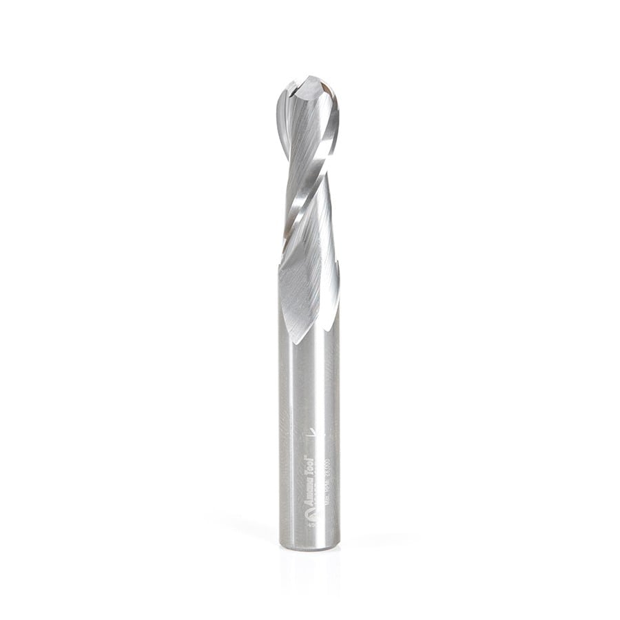 Amana Tool. Spiral Ball Nose CNC Router Bit | 5mm Radius x 10mm Dia x 29mm x 10mm Shank x 75mm Long | 46457 