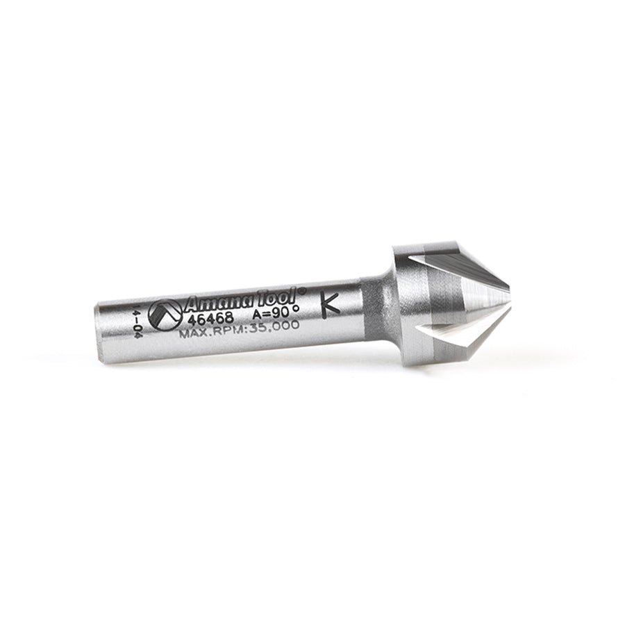 Amana Tool. Countersink CNC Router Bit for Composite Materials | 1⁄2 Dia x 5mm x 1⁄4 Shank x 1 9⁄16" Long | 46468 