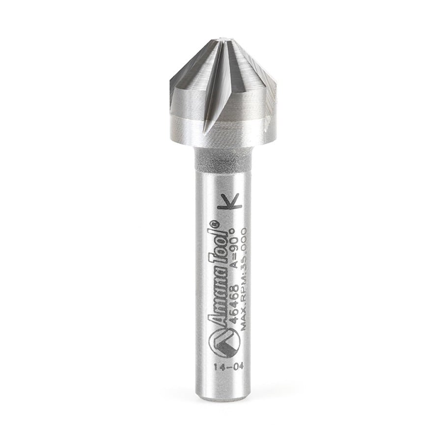 Amana Tool. Countersink CNC Router Bit for Composite Materials | 1⁄2 Dia x 5mm x 1⁄4 Shank x 1 9⁄16" Long | 46468 