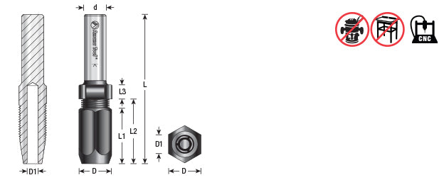 Amana Tool. Extension Adapter | 1⁄2" Adapter | for 1⁄4" Shank CNC Router Bits | 47640 