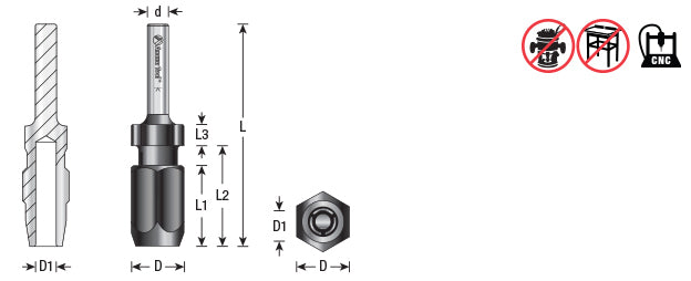 Amana Tool. Extension Adapter | 1⁄4" Adapter | for 1⁄4" Shank CNC Router Bits | 47642 