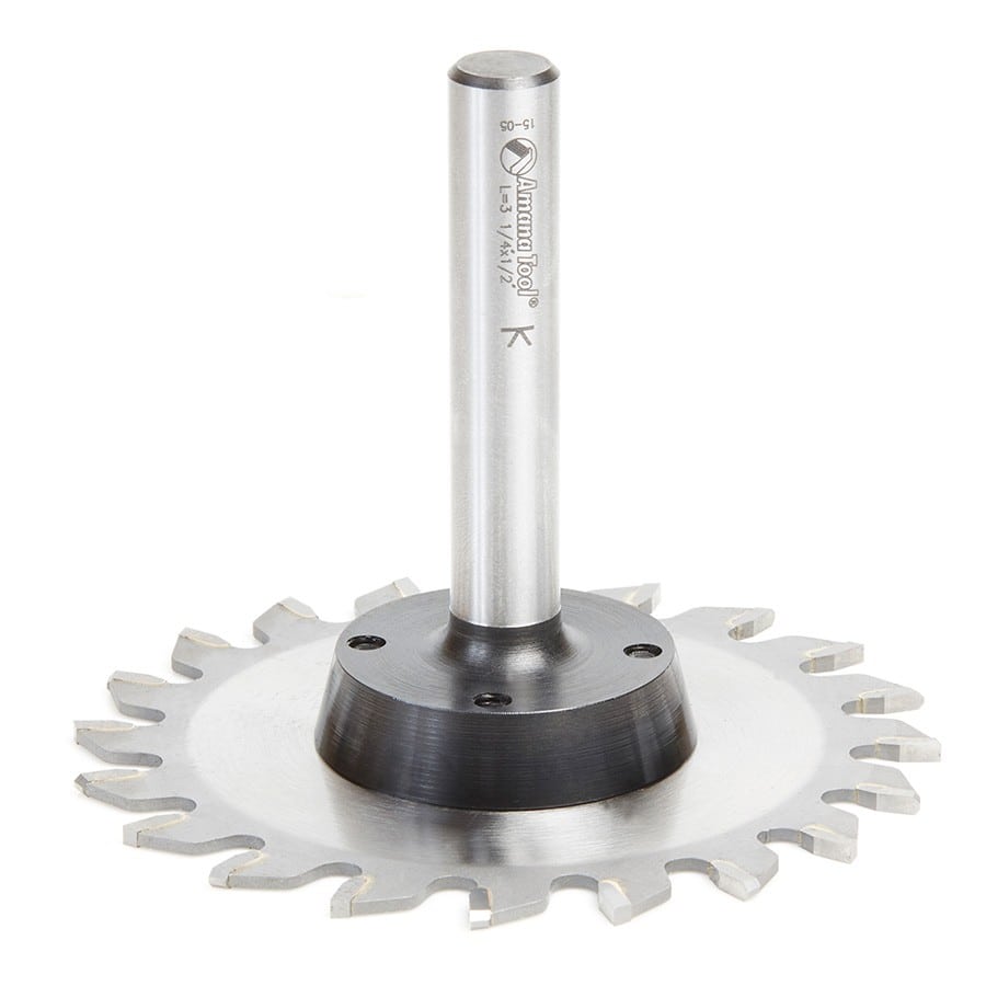 Amana Tool. Plastic Trim Saw Blade & Arbor System CNC Router Bit | 4" Dia x 20T TCG, 0° x 1⁄2 Shank | 48200 